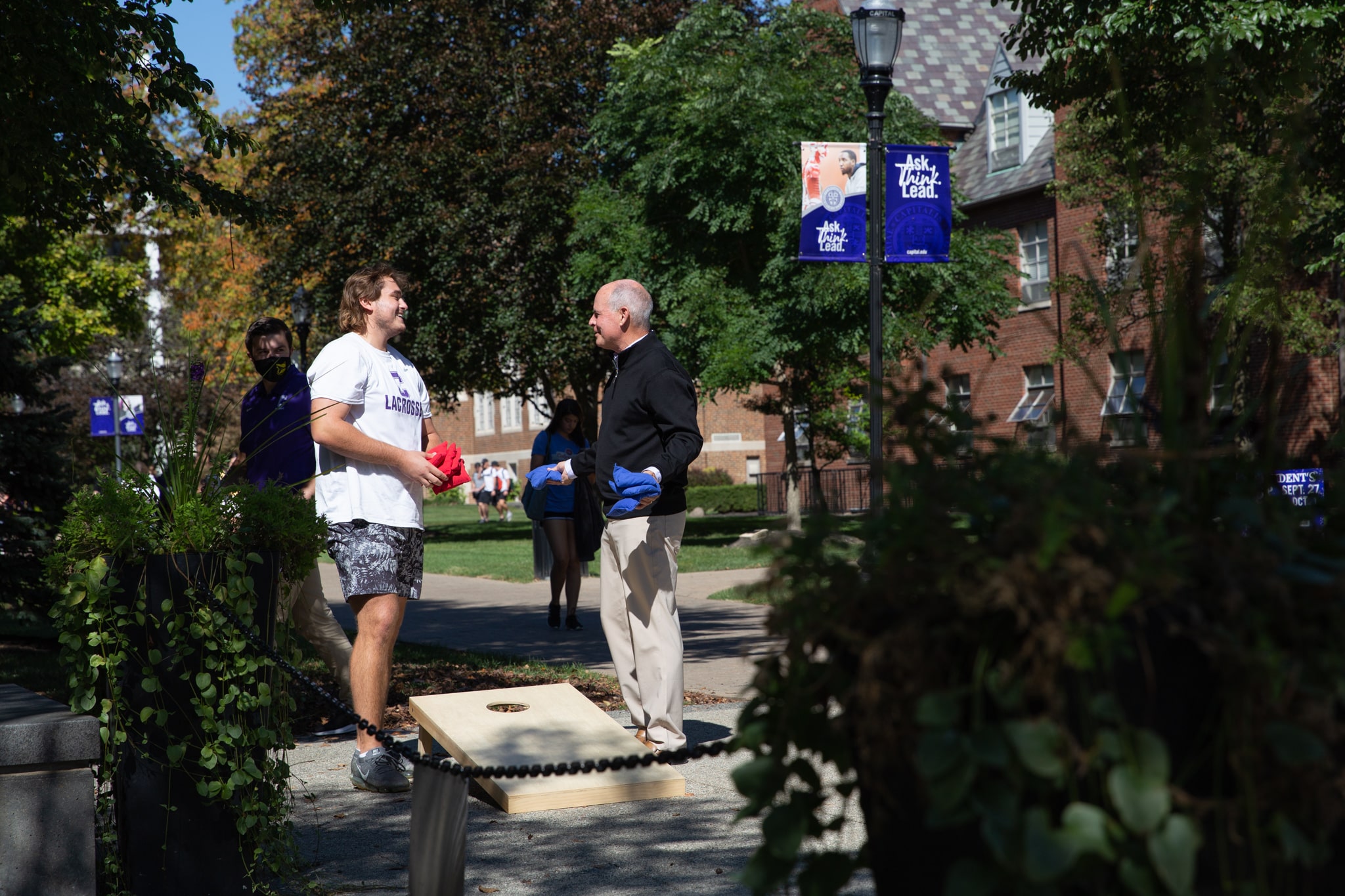 President Kaufman Playing Cornhole